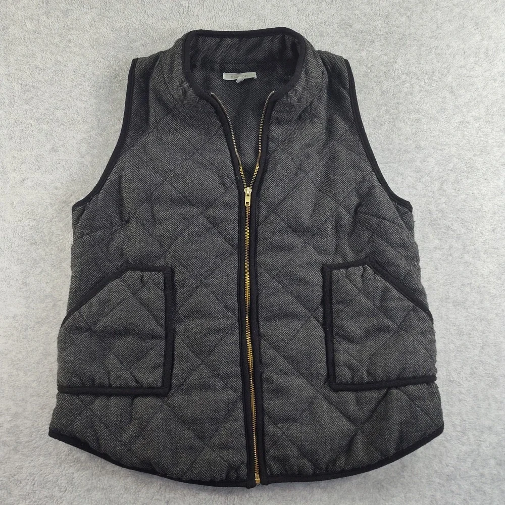 41 Hawthorn Vest Women Size L Black Quilted Herringbone Chevron Zip Front📏📸SEE